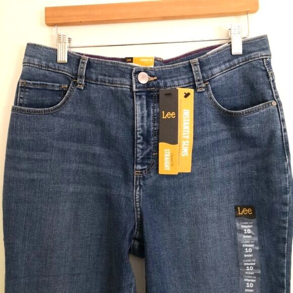 Lee Instantly Slims Straight Leg Jeans Medium Wash Size 10 Short - Picture 2 of 4